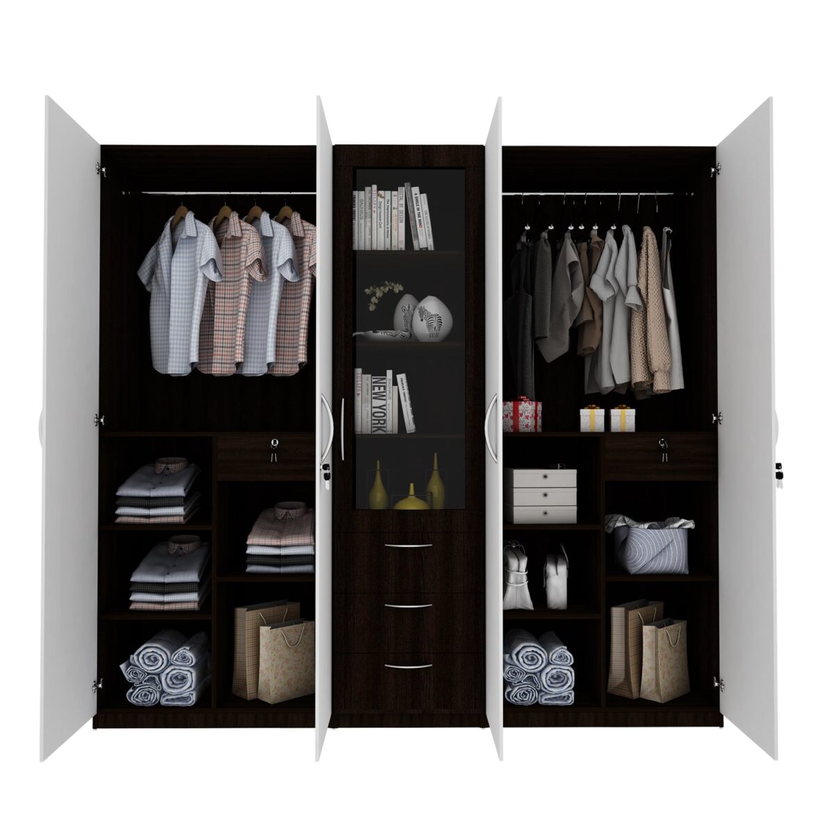Wardrobe for Modern Homes with Spacious Hanging Section, Sleek Design, with Laminated Finish for Everyday Storage Needs