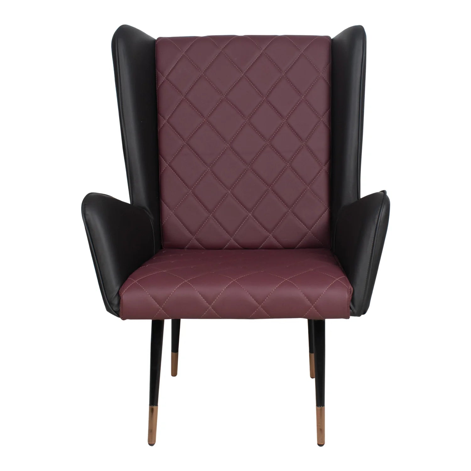 Lounge Chair High Back Sofa upholstered in Fabric Arm Chair Modern and durable For Living Room or Bedroom-Black and maroon