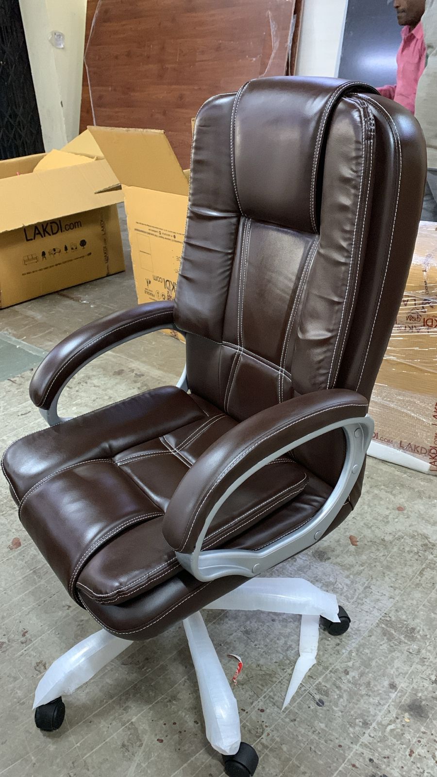 Home & Office  High Back Leatherette Chair | Director Chair | Office Chair | Ergonomic Executive Boss Chair with Spacious Cushioned Seat | Heavy Duty Metal Base