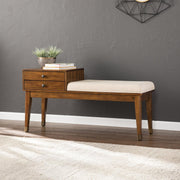 কাপড়ের আসবাবপত্র এবং কাঠের বেসে স্টোরেজ সহ অটোমান