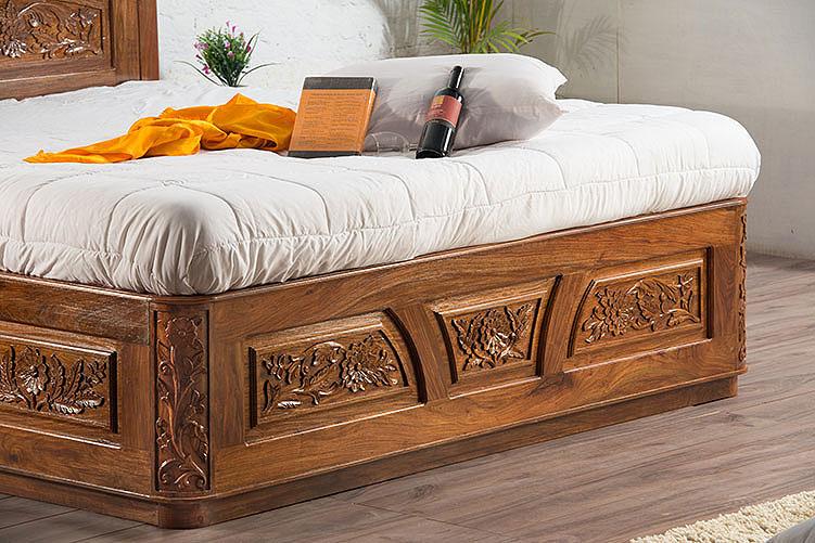 King Size Wooden Bed Stylish & Spacious Design High-Quality Solid Wood Frame with Hydraulic Storage & Premium Melamine Polish Finish – Durable & Elegant