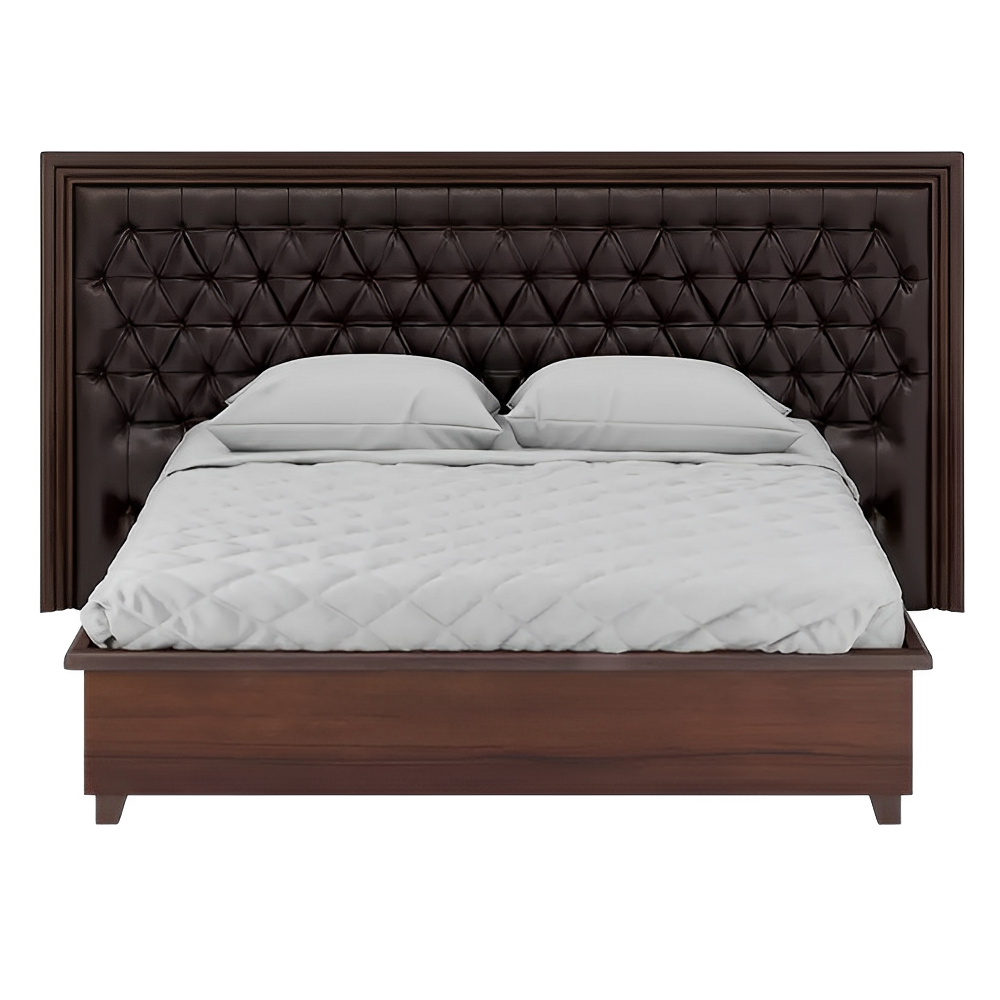 Luxury King Size in Stylish And Function Design With Hydraulic Storage Made in High-quality Solid wood and Leatherette upholstery in back Side