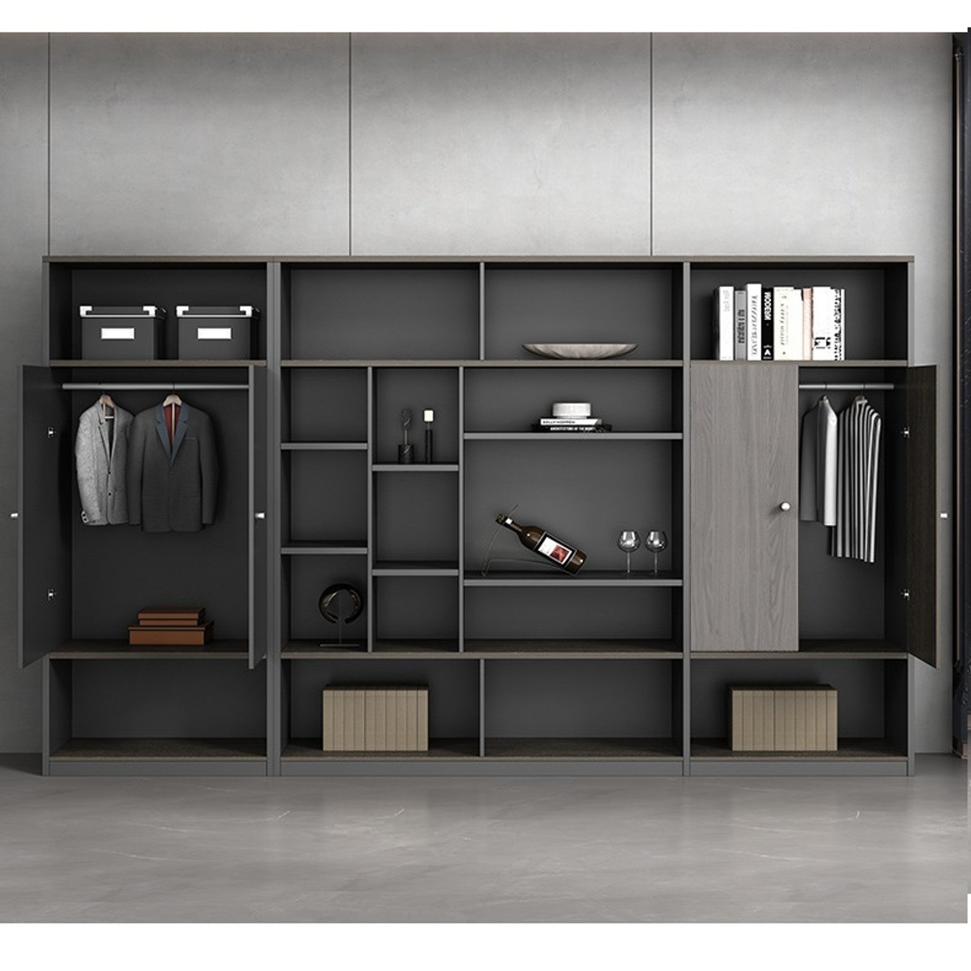 Modern Wooden Storage Cabinet with Open Shelves And Drawars with Premium Design
