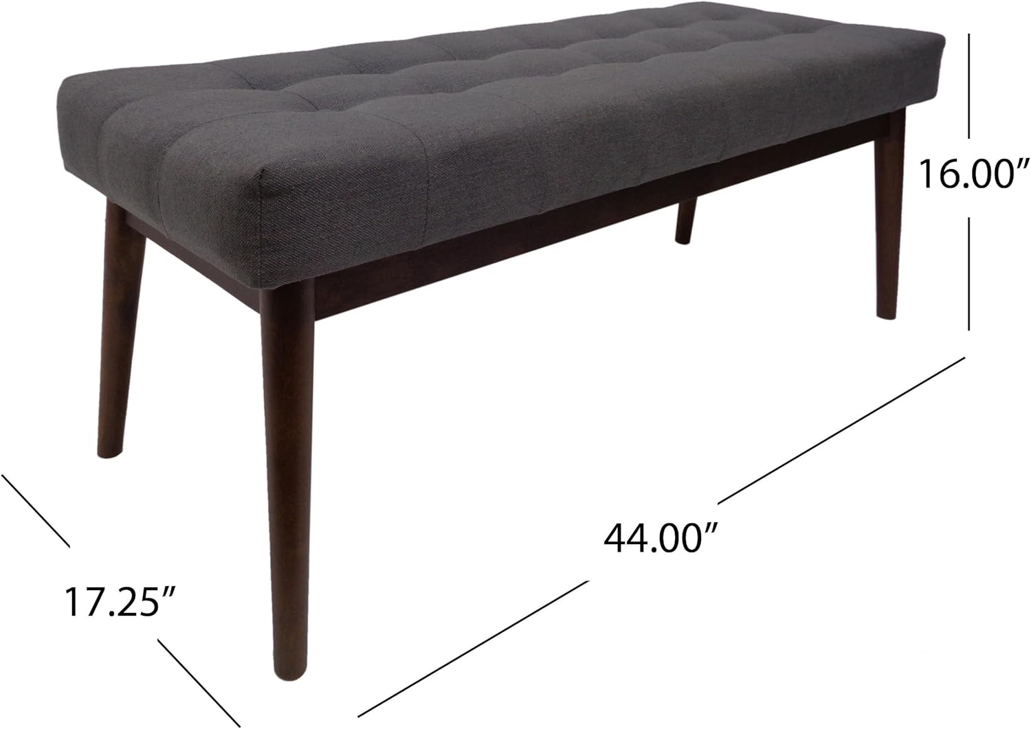 Mid-Century Modern Tufted Fabric Entryway Bench - Upholstered Ottoman for Bedroom, Living Room