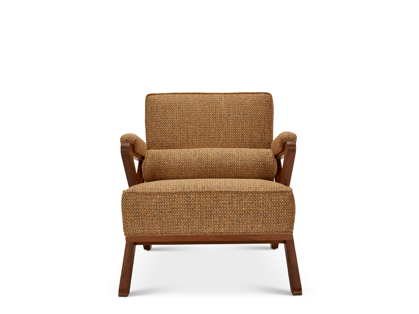 Lounge Chair Wooden Sofa For Home Furniture upholstered in Fabric Wide Arm Chair Modern and durable For Living Room or Bedroom - Brown