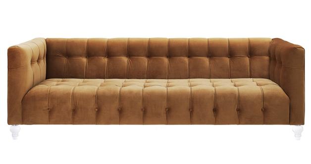 3 Seater Sofa Upholstery Velvet Comfortable Seating Modern And Durable Design For Living Room -Brown