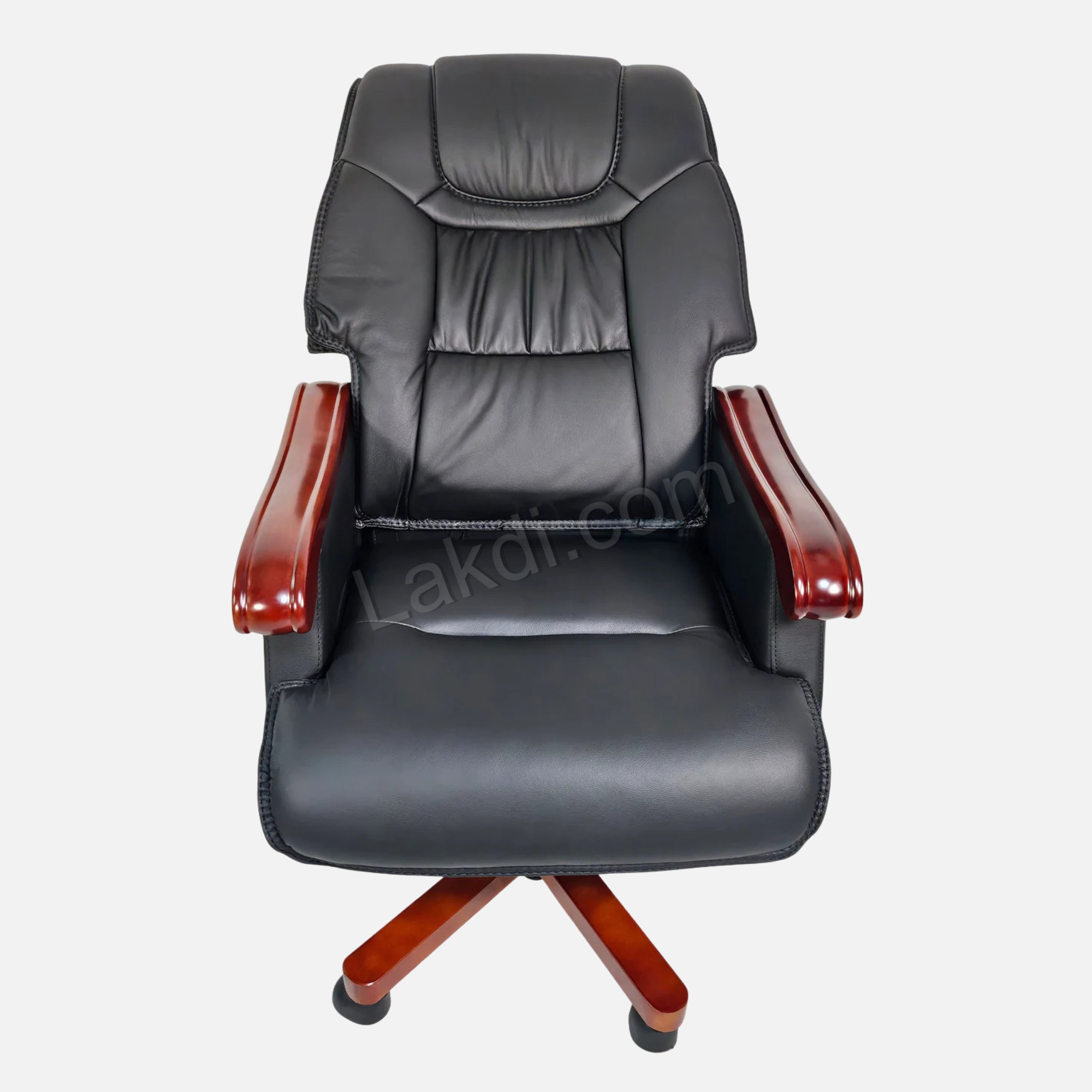 Director Chair for office High-Back Leatherette with Recliner & Adjustable Height and Wooden Base and Walnut Polish