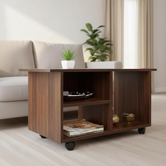 Center Table with Wooden Top Blending Industrial Strength and Modern Elegance Together