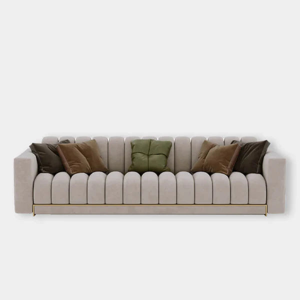 3-Seater Sofa For Home Furniture Upholstery Fabric, Comfortable Seating Perfect for Living Room Comfort - Cream