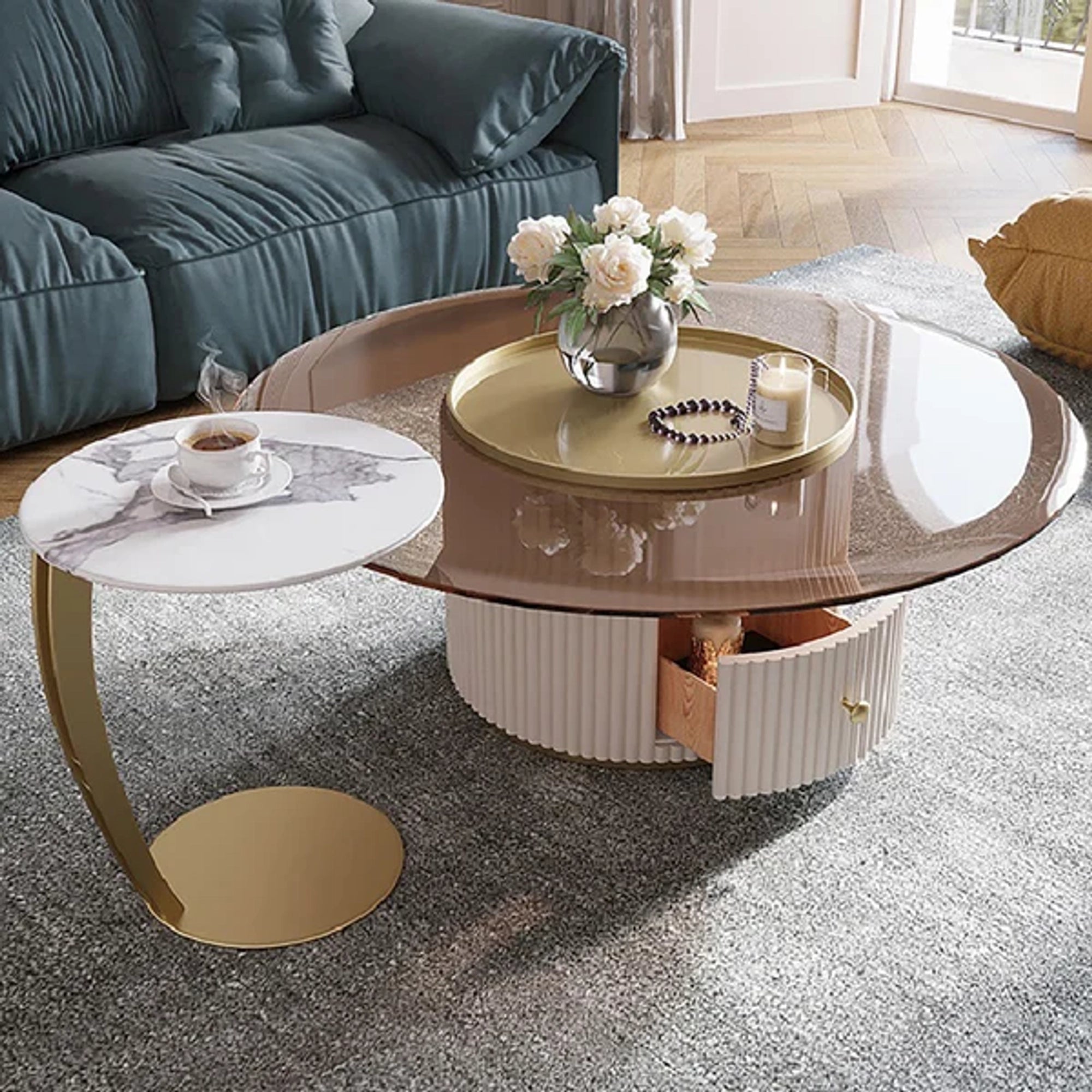 Center Table Featuring Artistic Design and Smooth Finish, Offering a Contemporary Look to Elegant Home Interiors