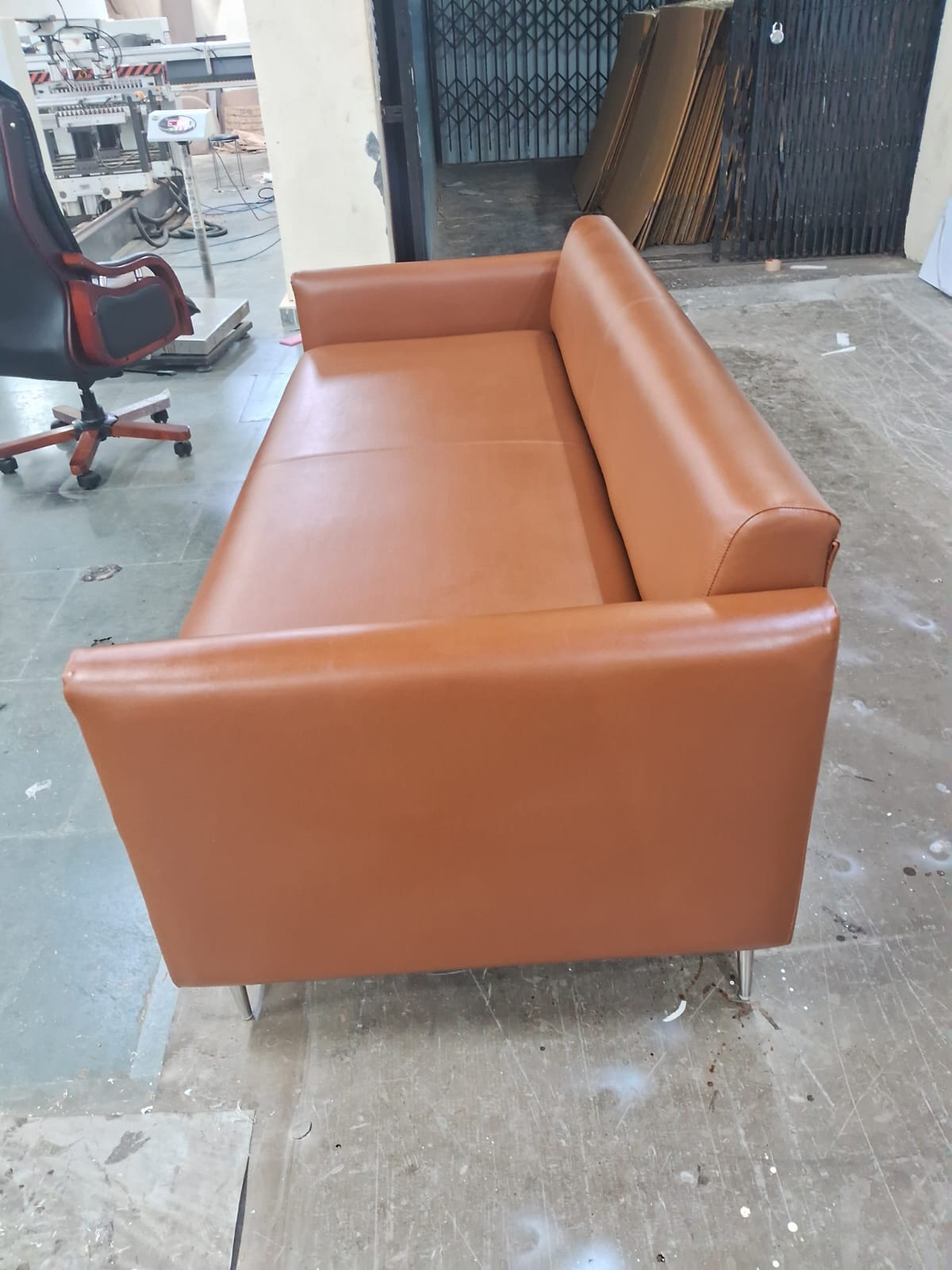 3 Seater Sofa for Home Furniture Made in Marandi wood with Premium Leatherette and Soft Seating for Living Room