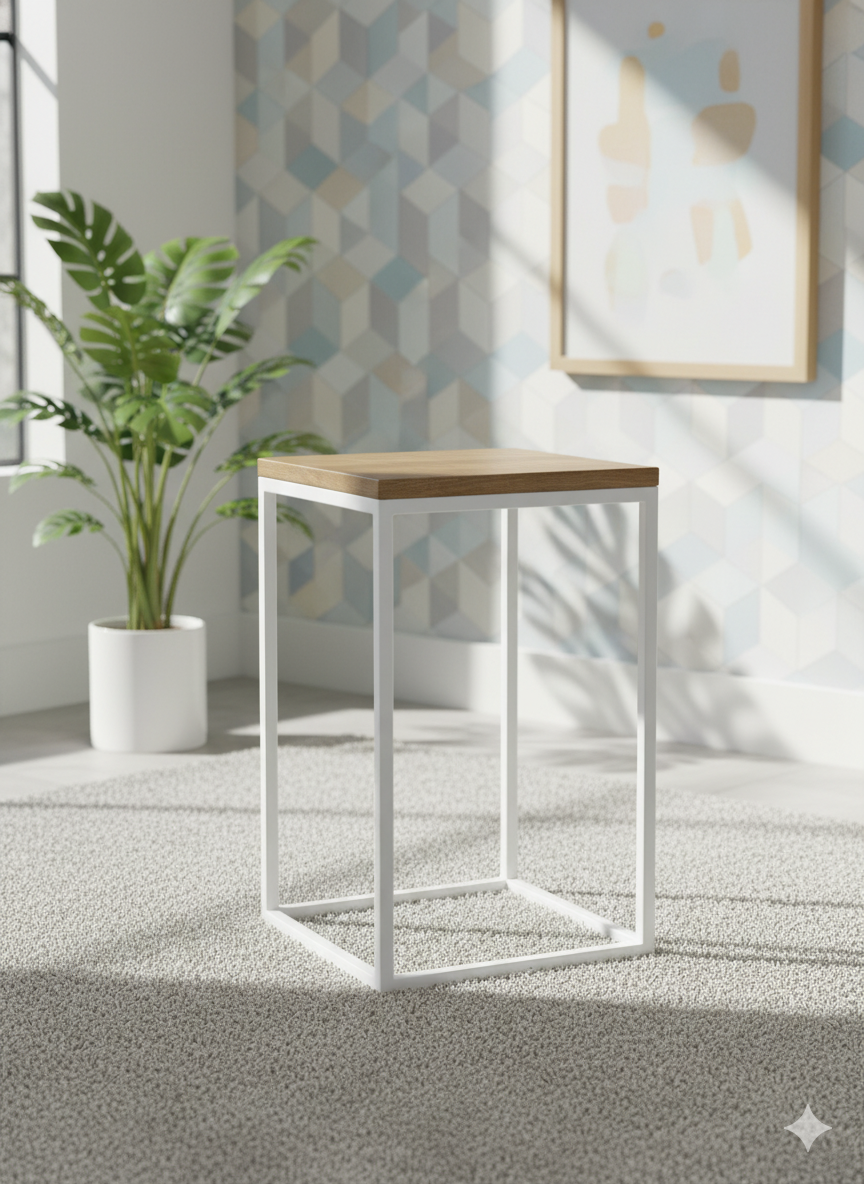 মেটাল লেগ বেস সহ প্রি-ল্যামিনেট সাইড টেবিল