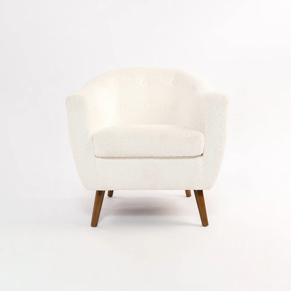Lounge Chair For Home Furniture Modern & Durable Design Accent Armchair Upholstery Woolen Comfortable Seating for Living Room & Offices - White