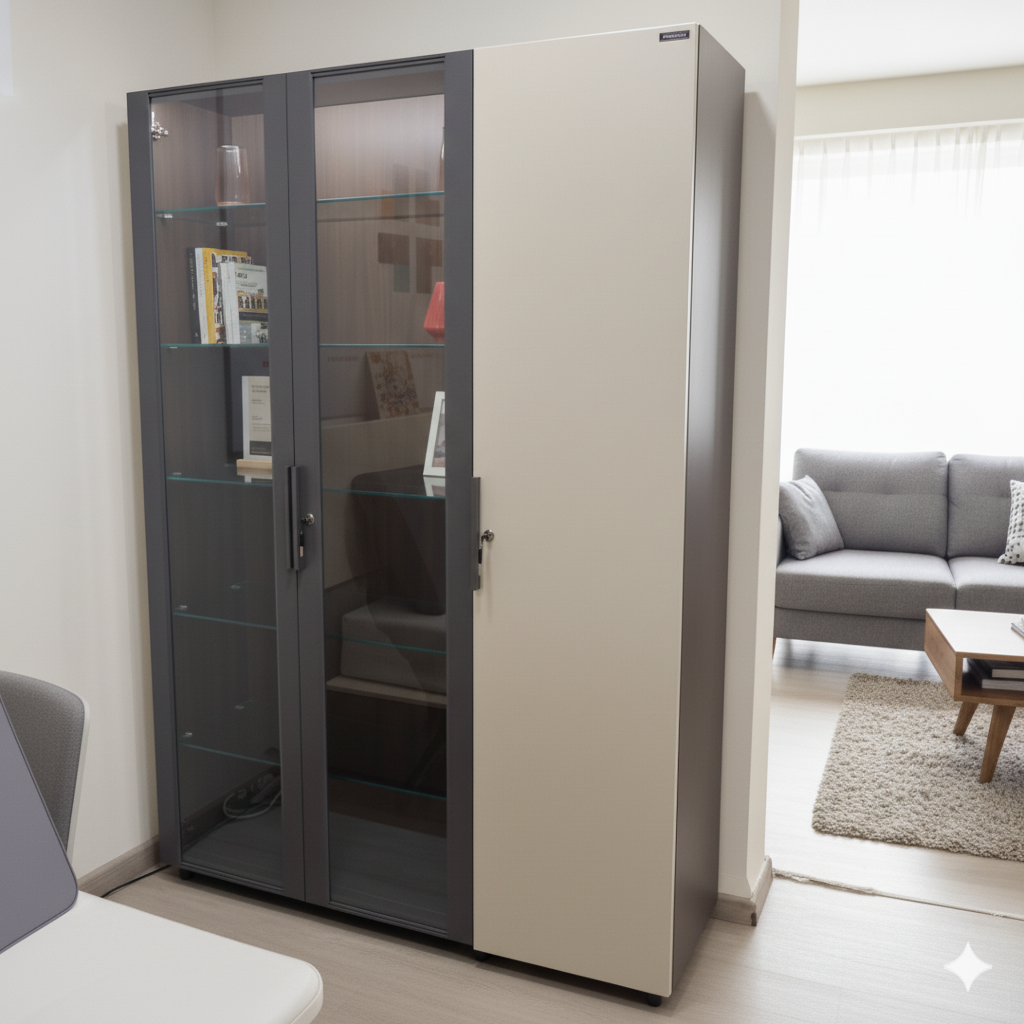 Office Cabinet with Premium File Storage and Modern Design Look, and High Durability with Glass Doors