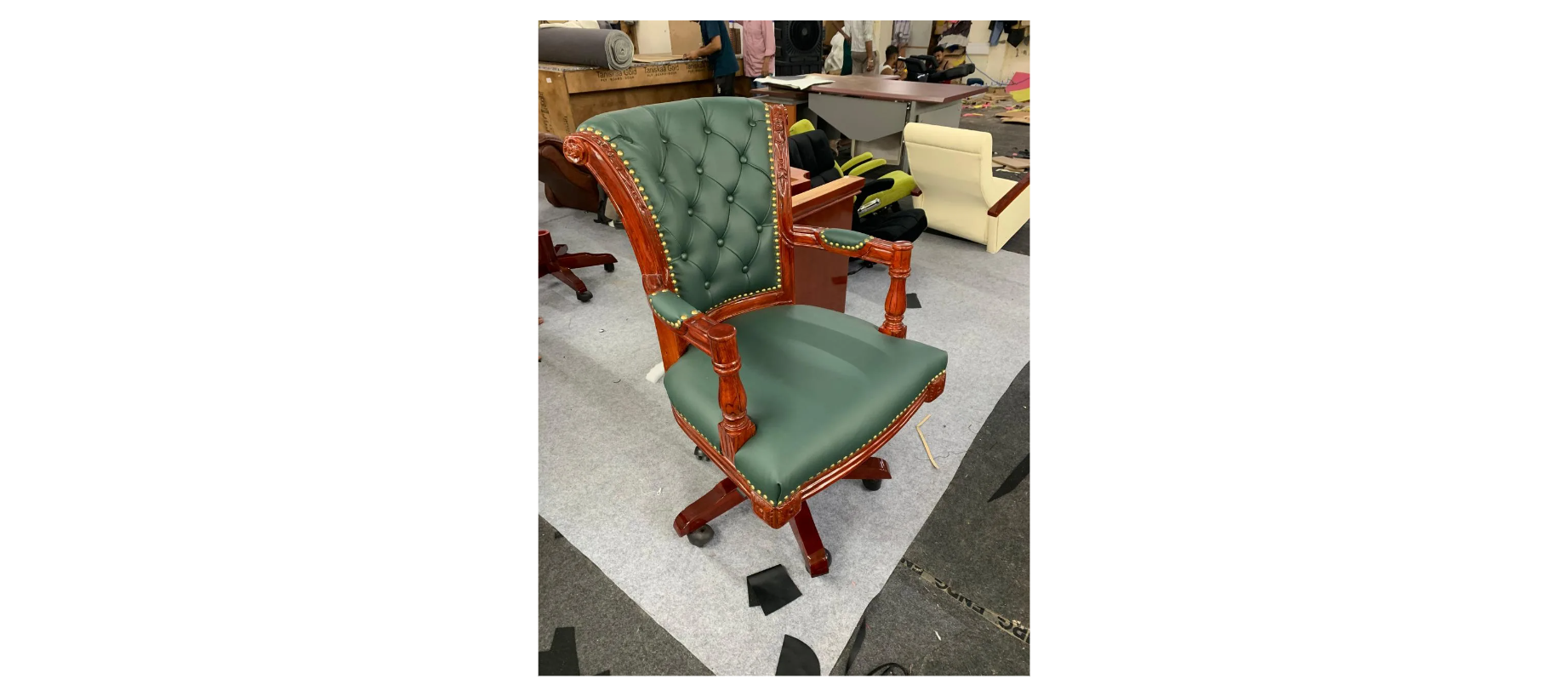 Director Arm chair Black Leatherette Wooden Frame and Base with Wheelable