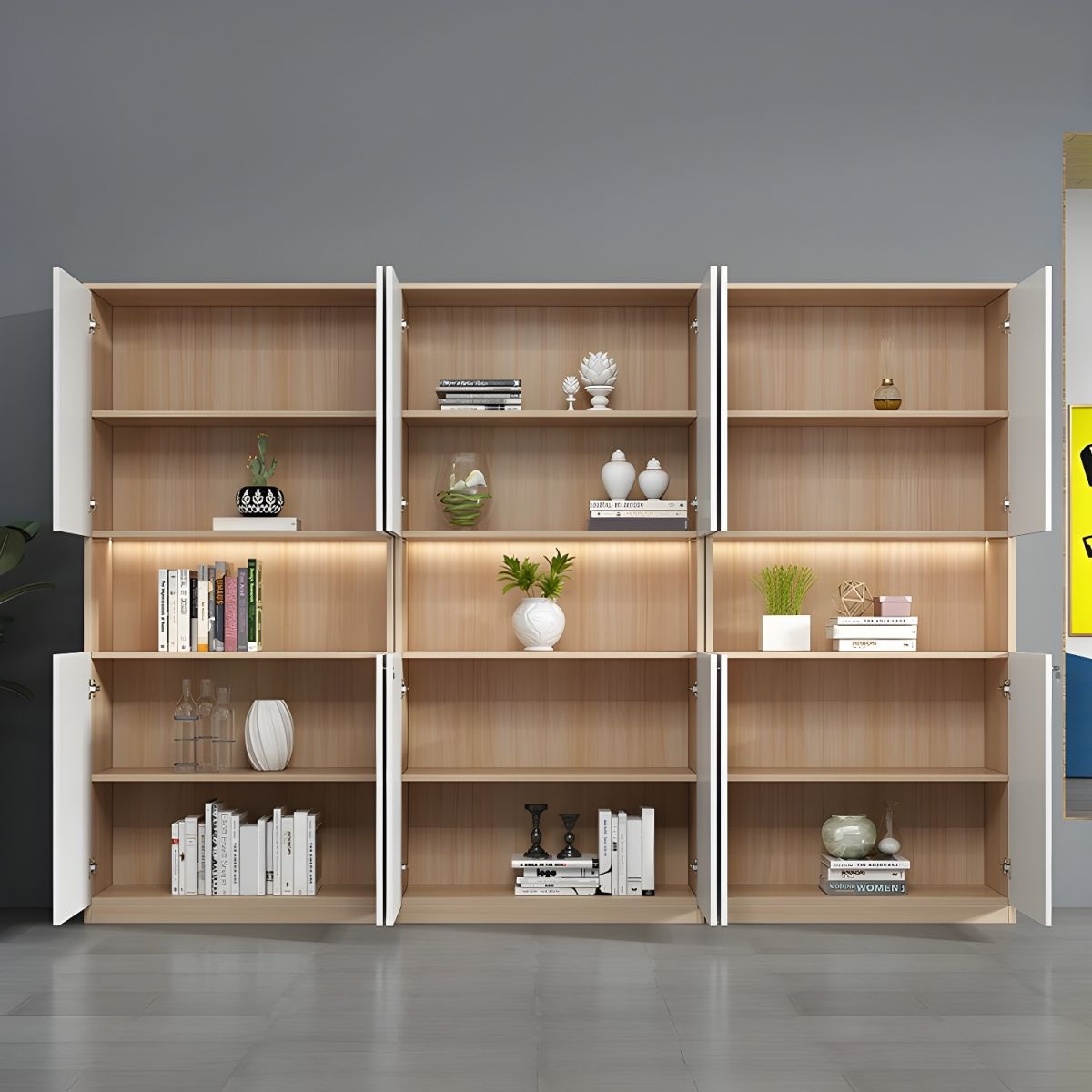 Modern Wooden Storage Cabinet with Bookshelf for Office and Home with Elegant Design