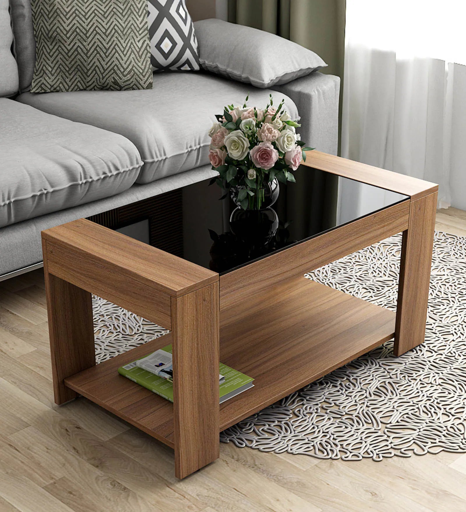 Center Table with Smooth Wooden Texture and Suitable for Both Traditional and Modern Rooms