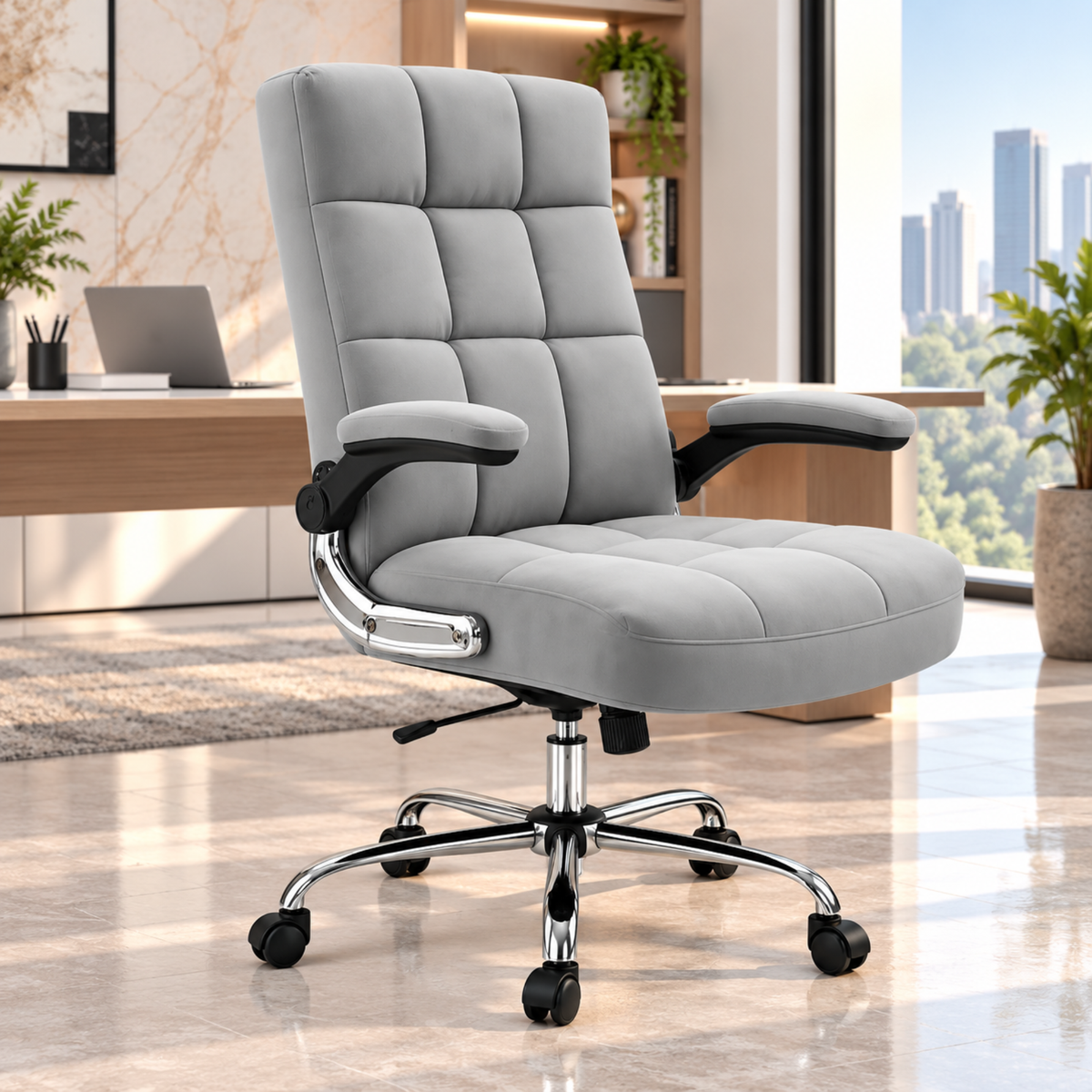 Comfortable Director Office Chair for work with Adjustable Armrest Upholstery in Velvet, Boss Chair (Super Soft)