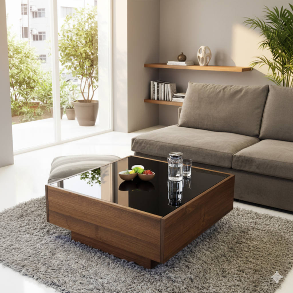 মেটাল ফ্রেম বেস গ্লাস সেন্টার টেবিল