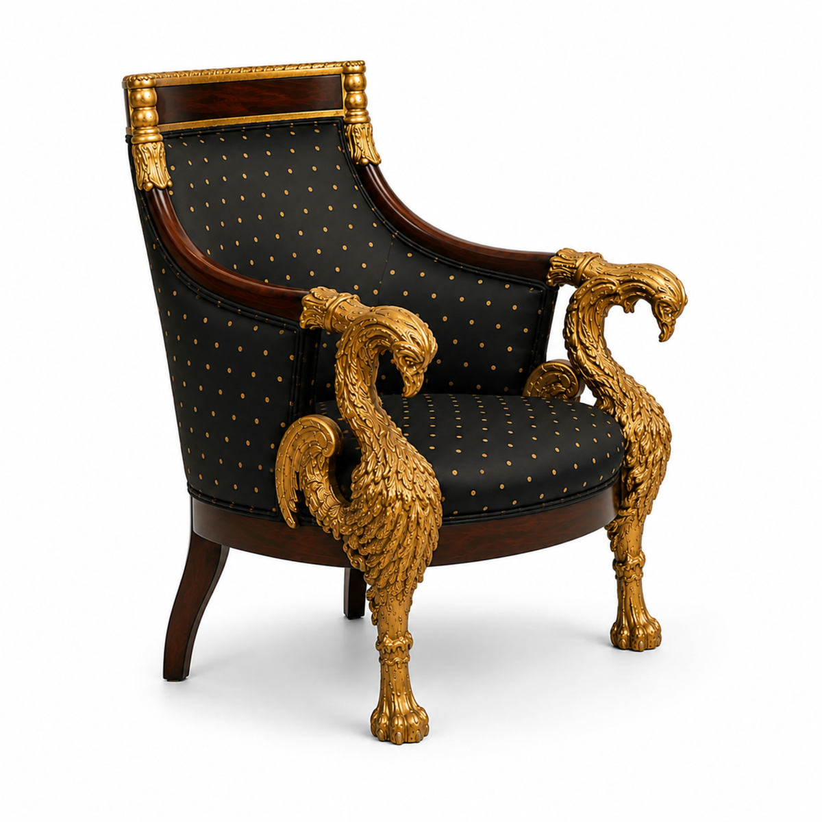 Royal Handcrafted Director's Chair – Solid Teak Wood with Fabric Upholstery & Golden Carved Armrests