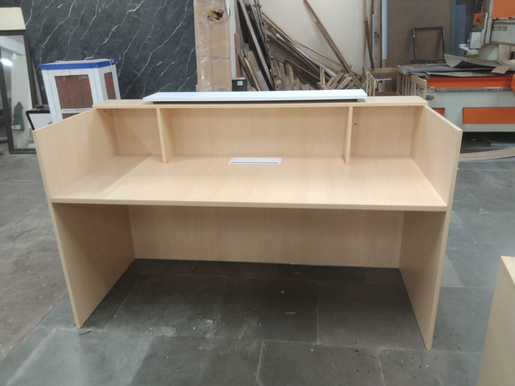 Reception Table for Office Made in Engineered Wood with Marble Patterned and Modern Simple Sleek Reception Counter