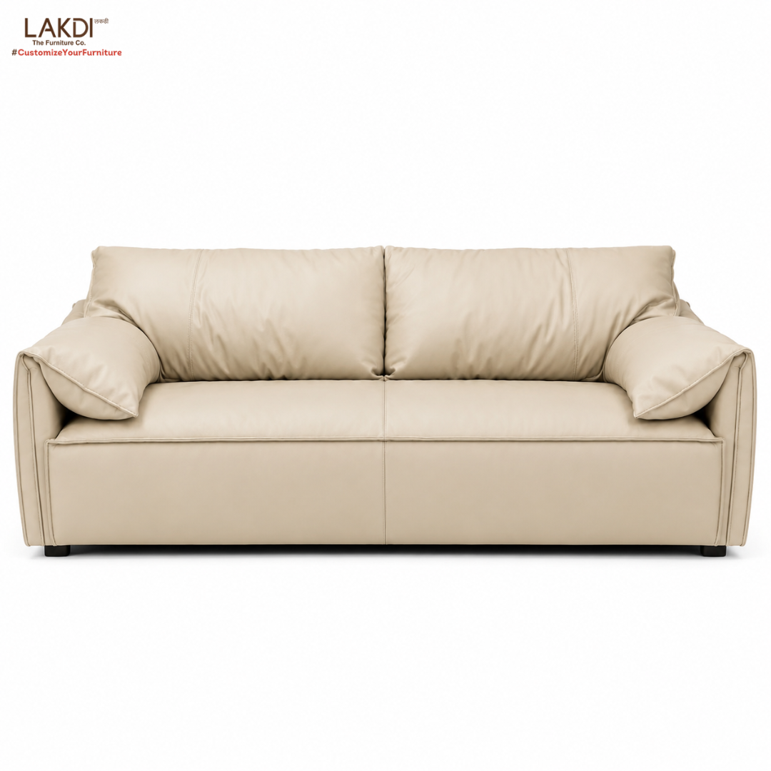 Modern Luxury 1 to 3-Seater Sofa | Premium Upholstered Fabric Sofa with Cushioned Armrests & Deep Seating | Contemporary Living Room Couch | Cream Beige