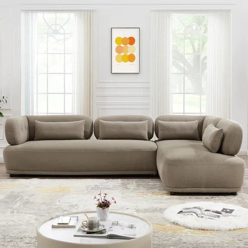 4 Seater L Shape Sectional sofa Couch Modern Design upholstery Velvet fabric Durable and Comfort Seating & Support Padded Perfect for living Room, Office -Grey