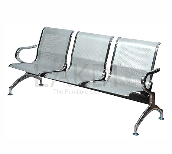 3 Seater Waiting Chair Metal Chrome Finish Base