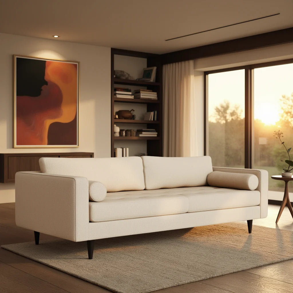 2 Seater Pu leatherette Sofa For Home And Furniture ,Modern and Durable Design For Living Room and Office- Beige