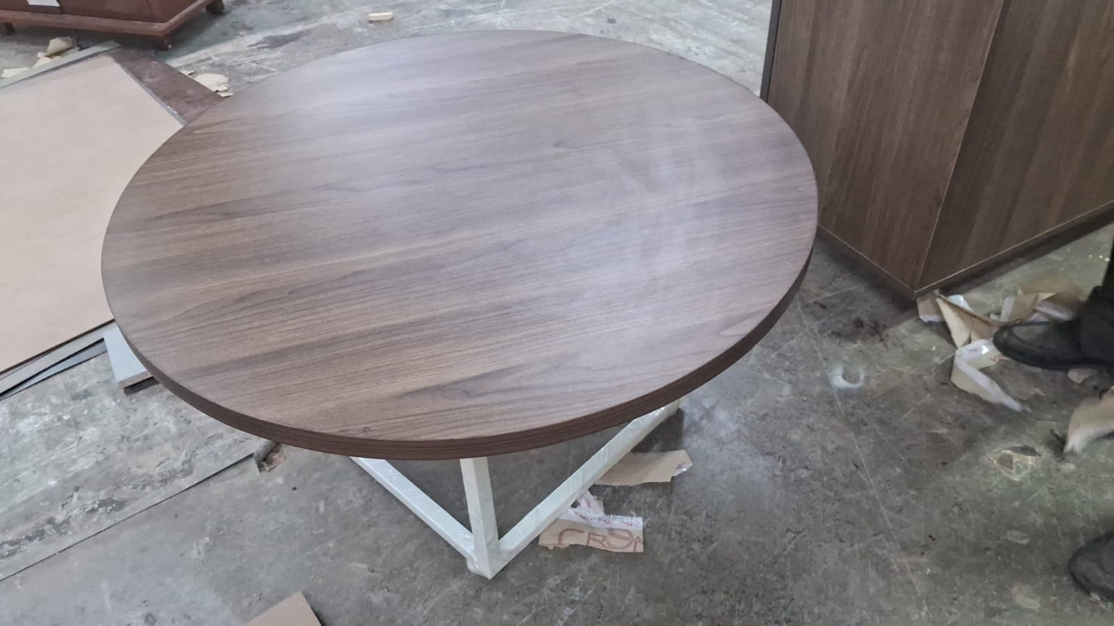 Wooden Top Center Table With Metal Frame Base