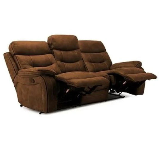 Comfortable 3-Seater Recliner Sofa with PU Leatherette Upholstery, Effortless Recline Function, and Enhanced Lumbar Support