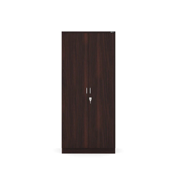Wooden Wardrobe – 2-Door with Lock Storage Unit in Particle Board Open Shelves