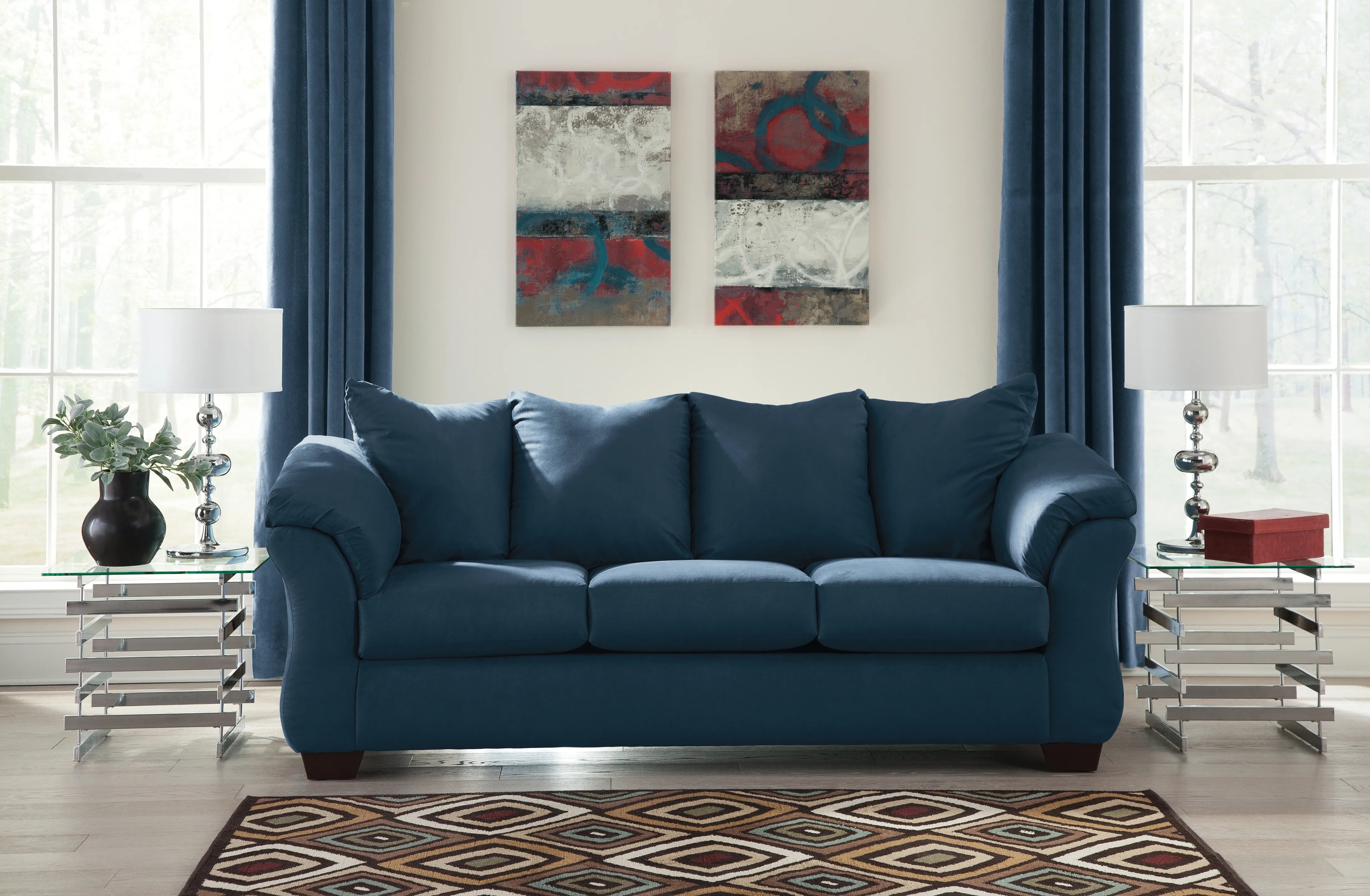3 Seater Sofa Fabric Upholstery Suede Modern And Durable Design For Living Room and Office -Off White