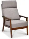 Lounge Chair For Living Room ,Comfortable Seating ,Durable Design Wood Arm , Upholstery Polyester and Teak Wood Legs With wooden Polish -Grey