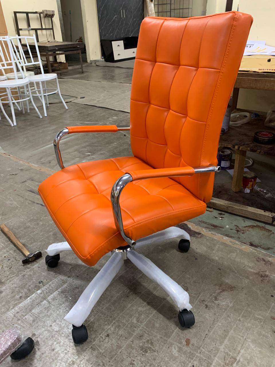 Leatherette Mid Back Executive Chair with Height Adjustable Chrome Base