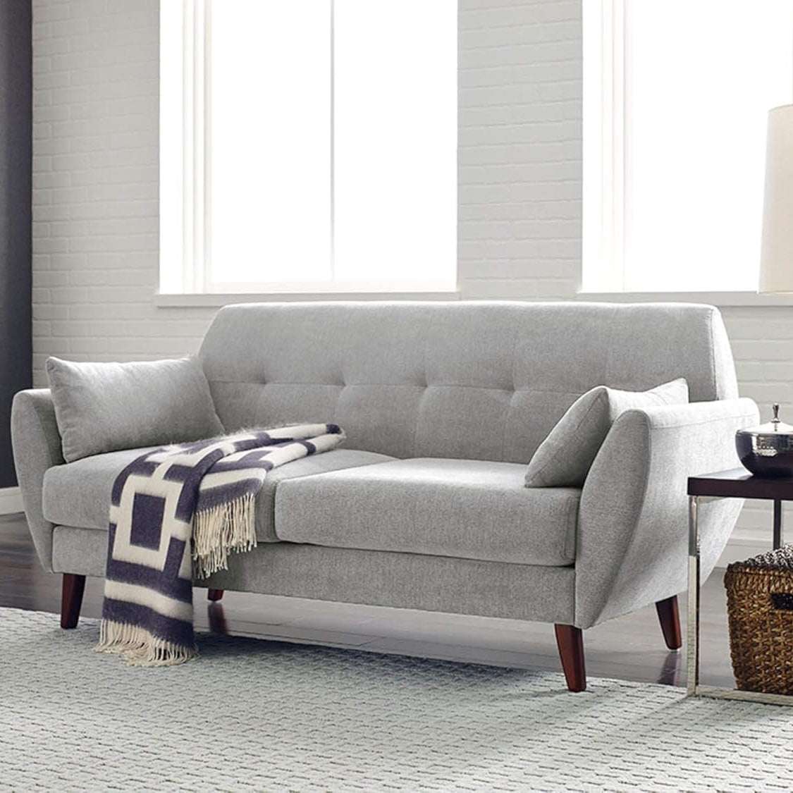 2 Seater Sofa For Home Furniture Upholstery Fabric Premium Comfortable & Sofa Durable Design For Living Room-Grey