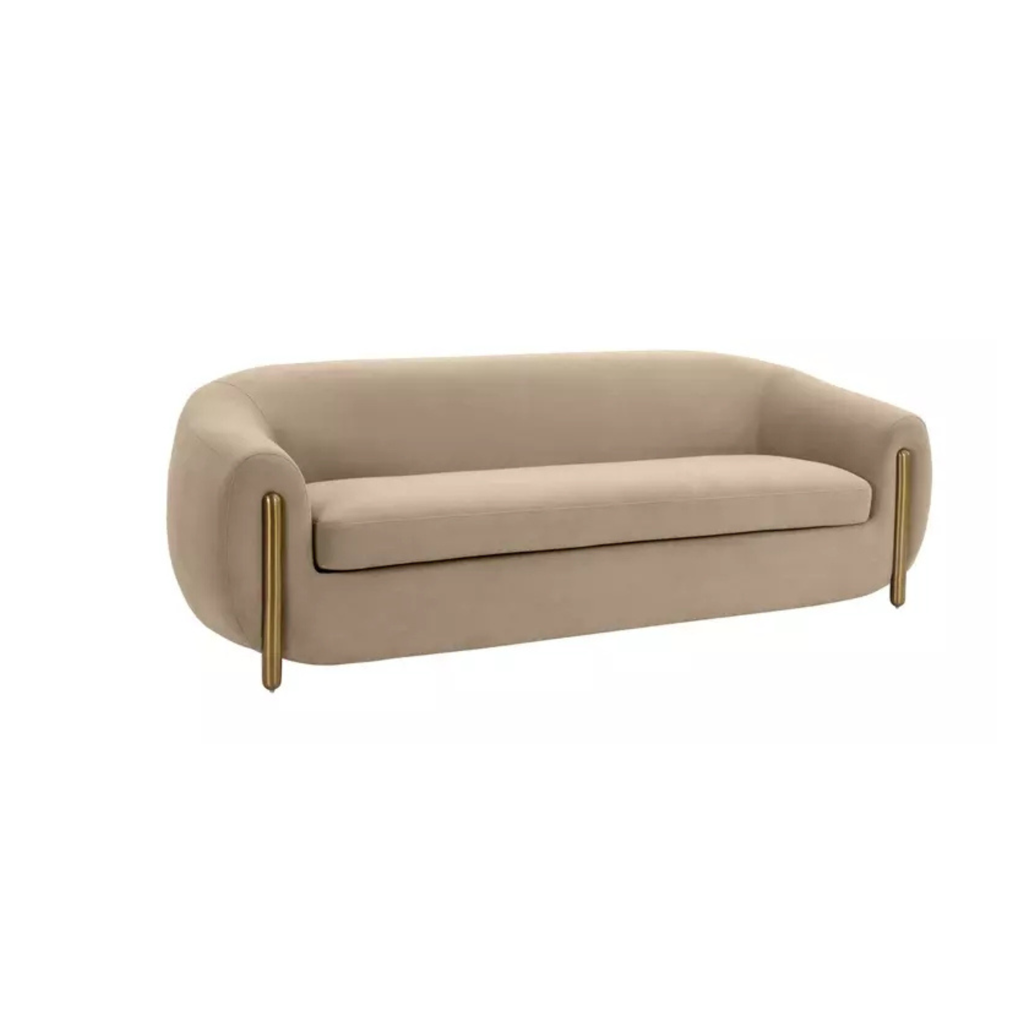 3 Seater Sofa For Home Furniture, Upholstery Velvet Modern and Durable Design For Living Room and Office- Beige