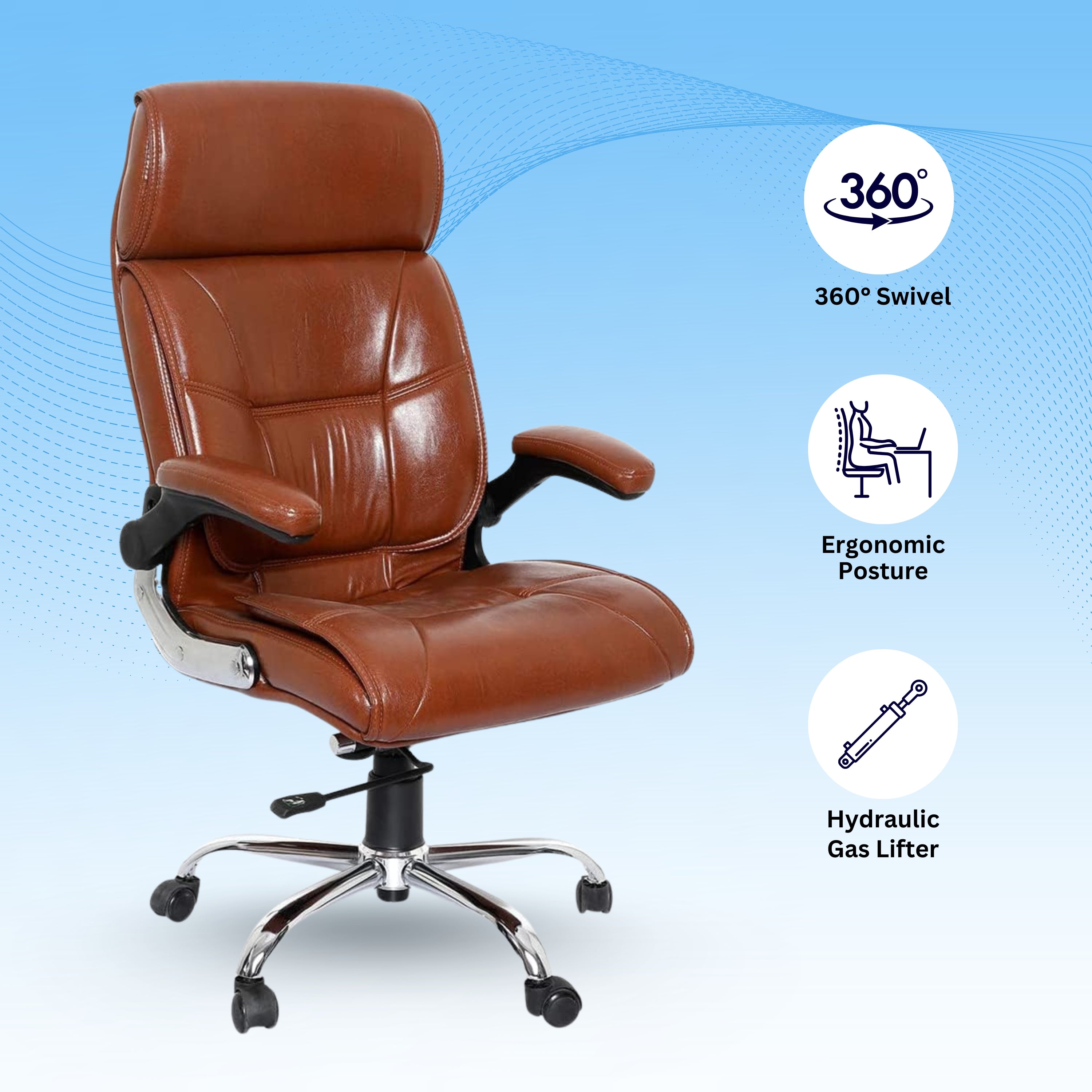 High Back Director Office Chair Ergonomic Leatherette Executive Chair with Adjustable Armrests, Comfortable Revolving Desk Chair for Office