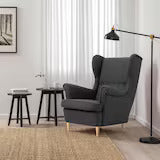Lounge Chair For Living Room ,Comfortable Seating Luxury Chair, Upholstery Polyester and Teak Wood Legs With wooden Polish -Grey