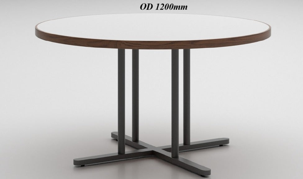 Conference Table for Round Shape Office Furniture Made in Particle Board and MS Metal Legs Base