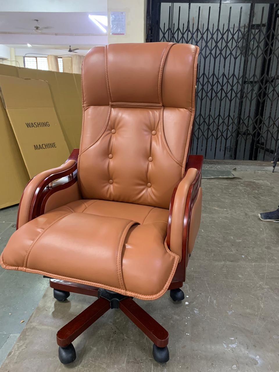 Home And Office High Back Ergonomic Leatherette Director Chair with Wooden Base