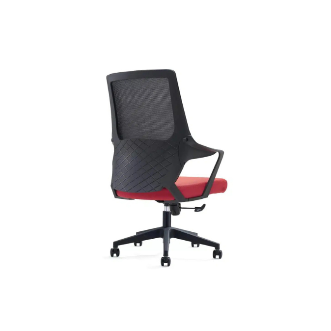 Executive Ergonomic Mesh Office Chair with Stylish Red Fabric Seat - Perfect for Home & Office