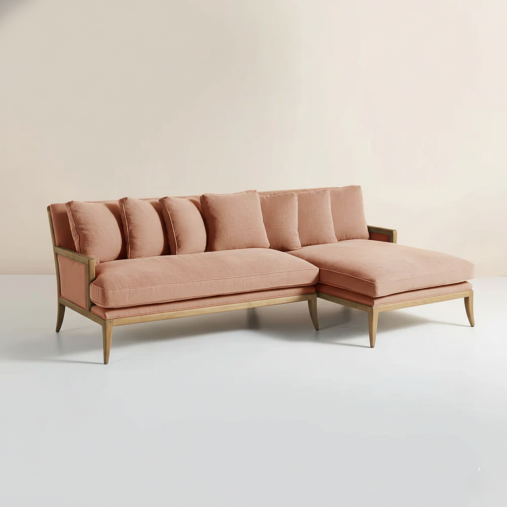 L Shape Sofa for Home Furniture with Handcrafted Teak wood Frame & Premium From Modern Sectional Sofa for Living Room