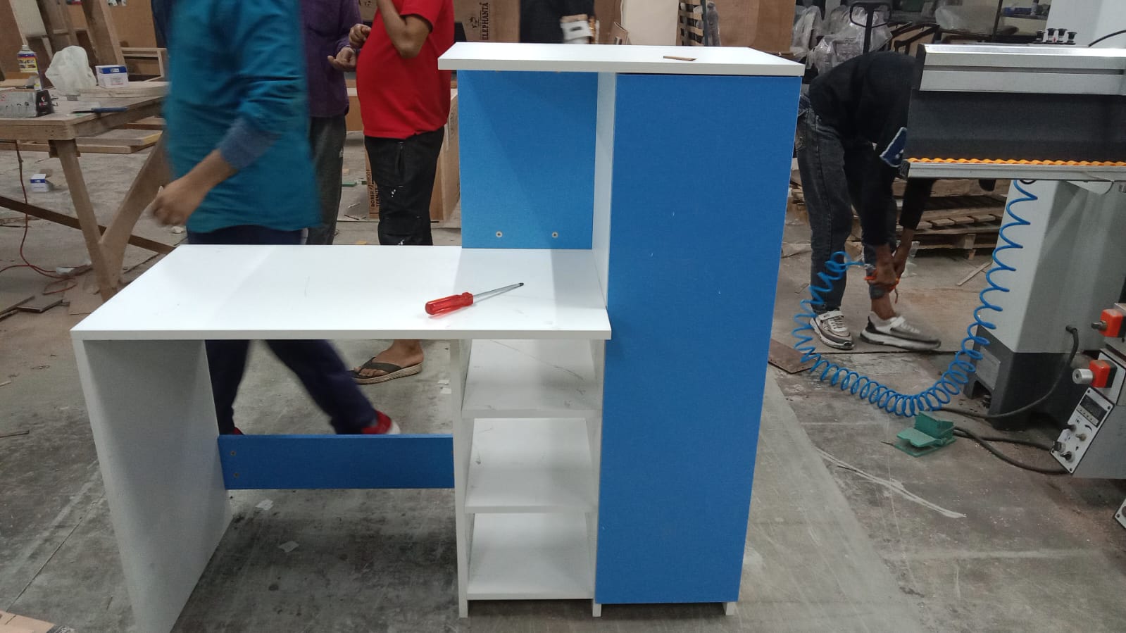 Wooden Top & Base Study Table with Wardrobe