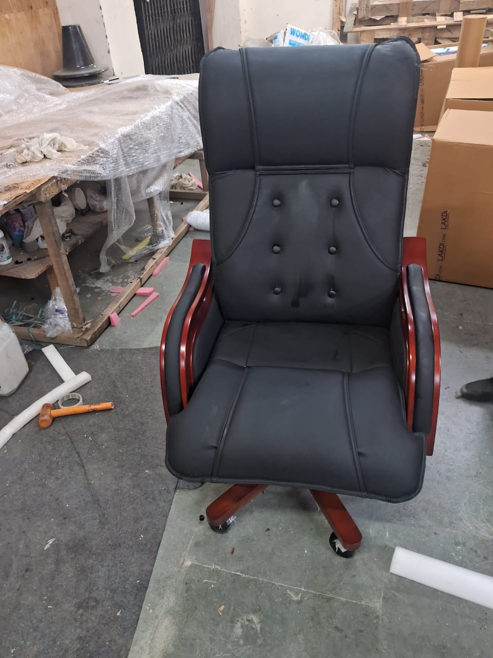 Home And Office High Back Ergonomic Leatherette Director Chair with Wooden Base