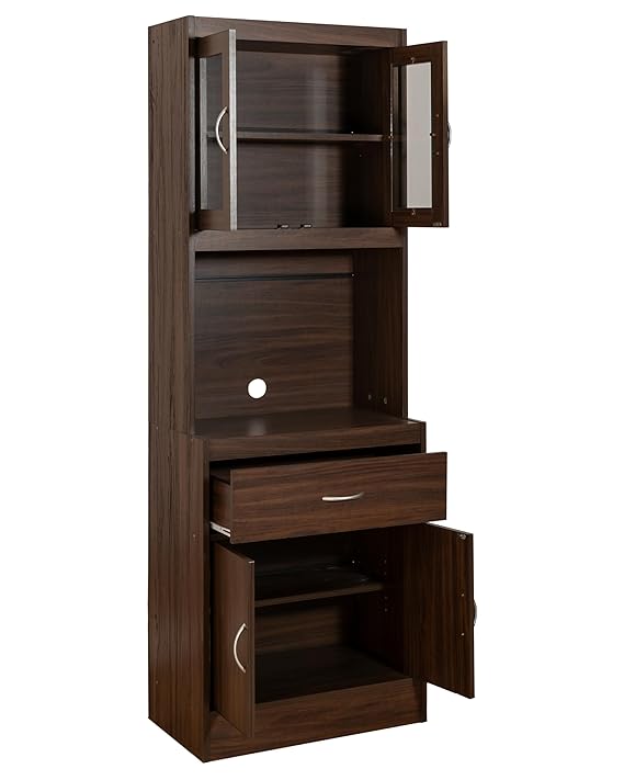 Modern Wooden Kitchen Storage Cabinet with Modern Wooden Storage and Shelves, Soft-Close Doors.