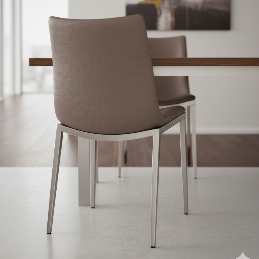 स्टील फ्रेम बेस के साथ डाइनिंग चेयर