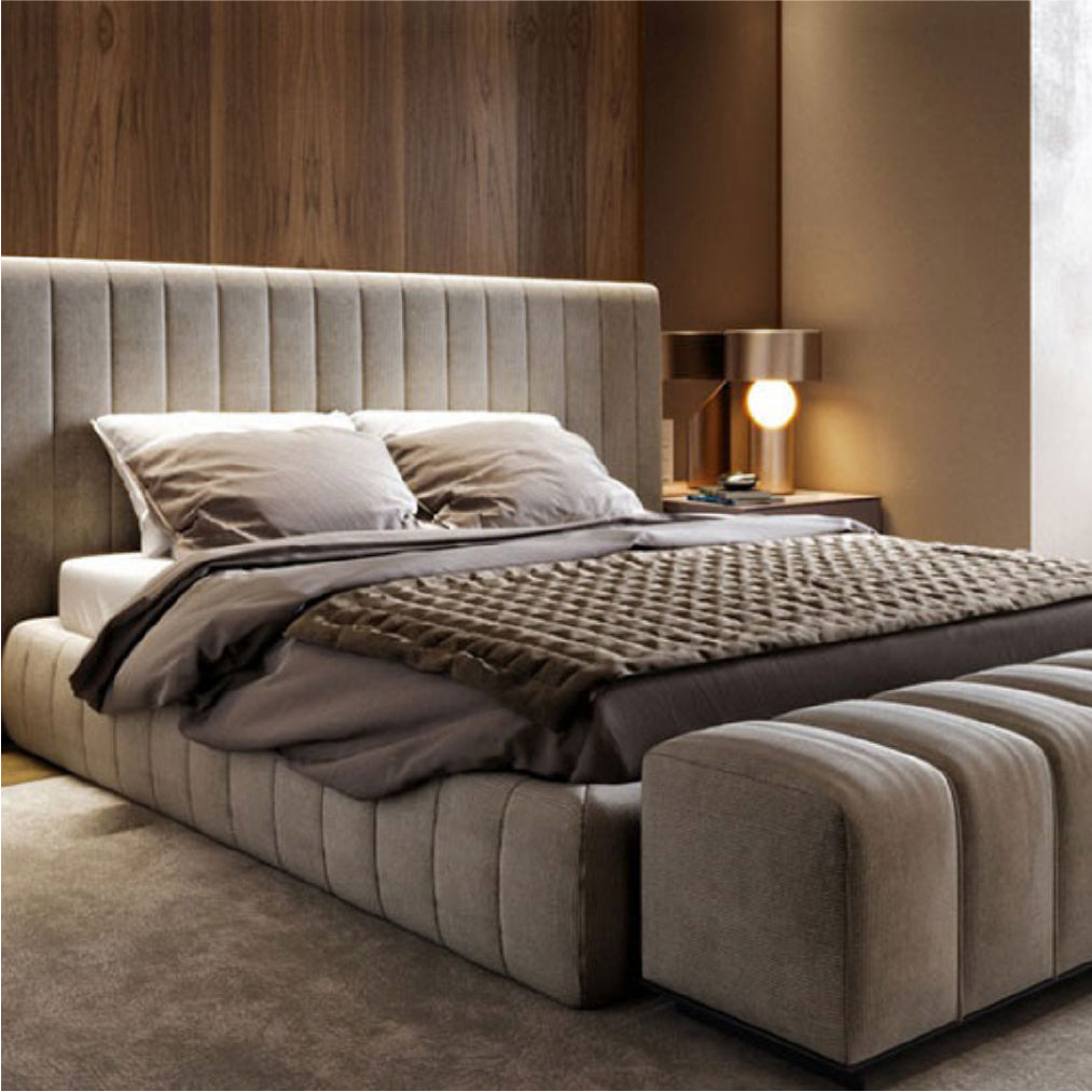 King Size Bed Solid Wood with Headboard, and spacious built-in box storage for Bedroom