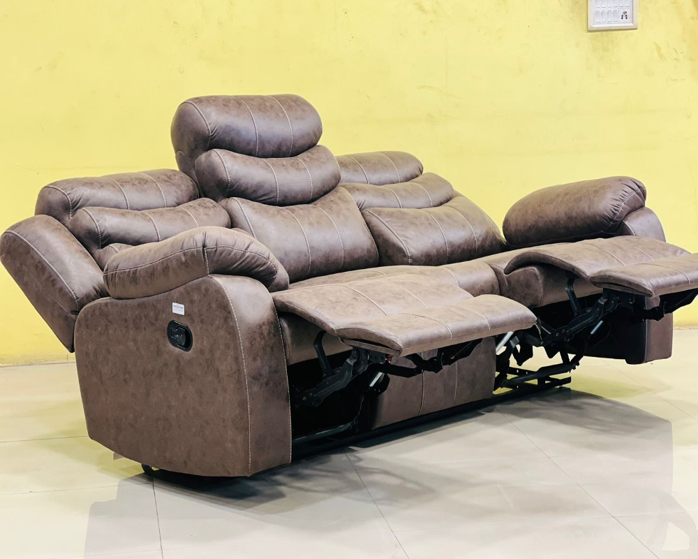 Luxurious 3-Seater Recliner Sofa with PU Leatherette Finish, Smooth Reclining Action, and Ergonomic Back Support