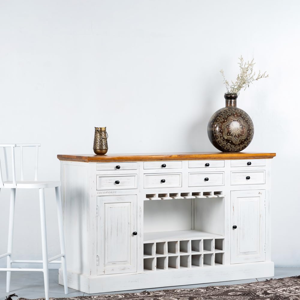 Wooden Bar Storage Cabinet Organizer with Timeless Design & Elegant Appeal
